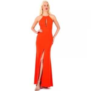 Jay Godfrey Red Formal Gown with Front Slit | 10